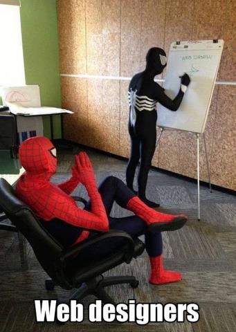 Homem aranha contratando um web designer
